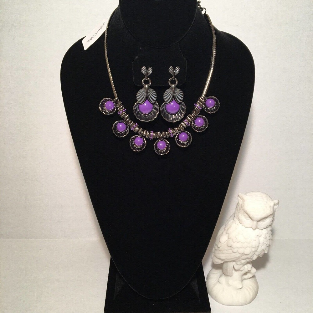 Giles and Brother Necklace Shell Collar Chain & Earrings Giles & Bro Hermatite